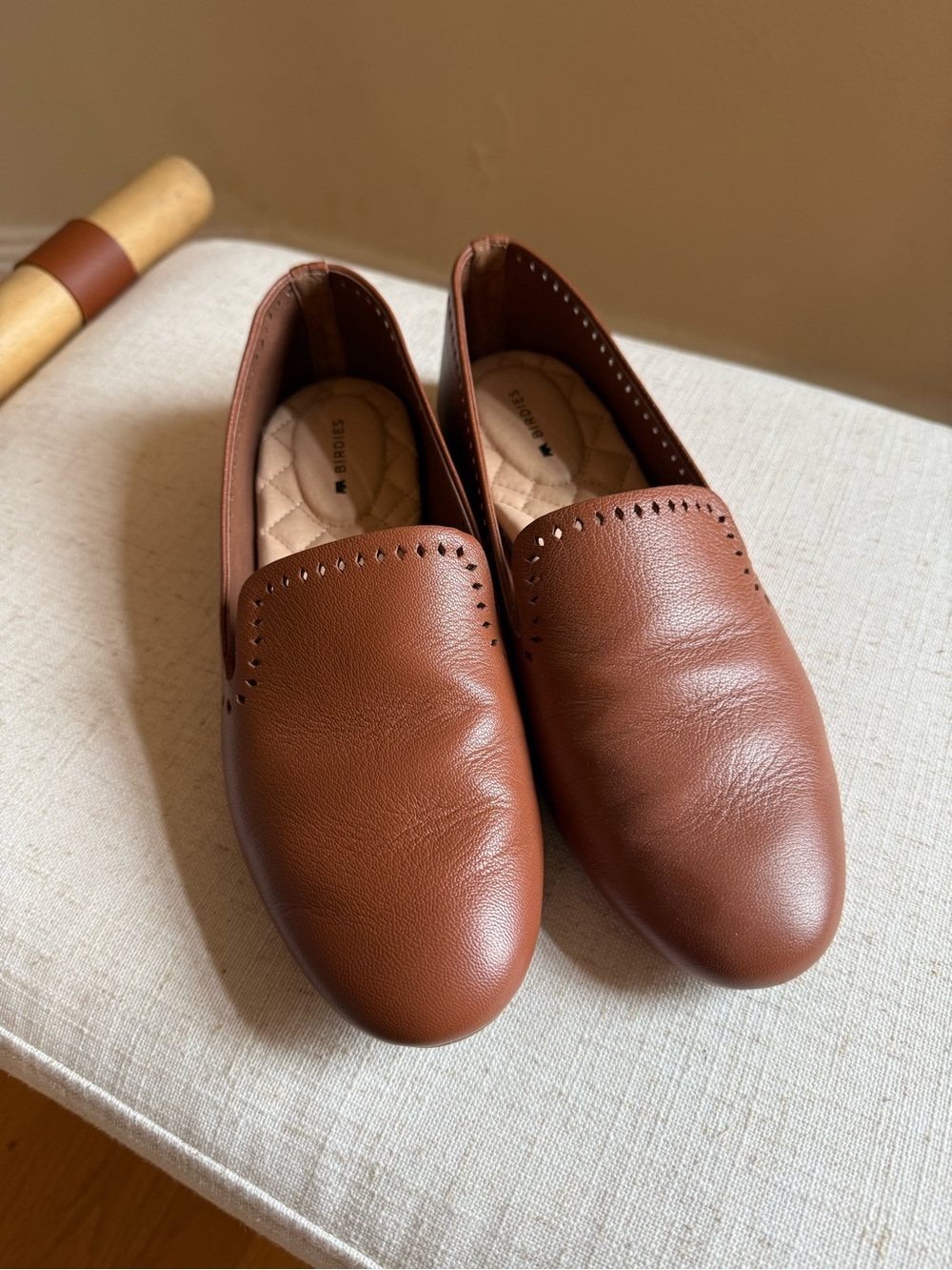 Birdies Starling leather laser-cut flats in brown